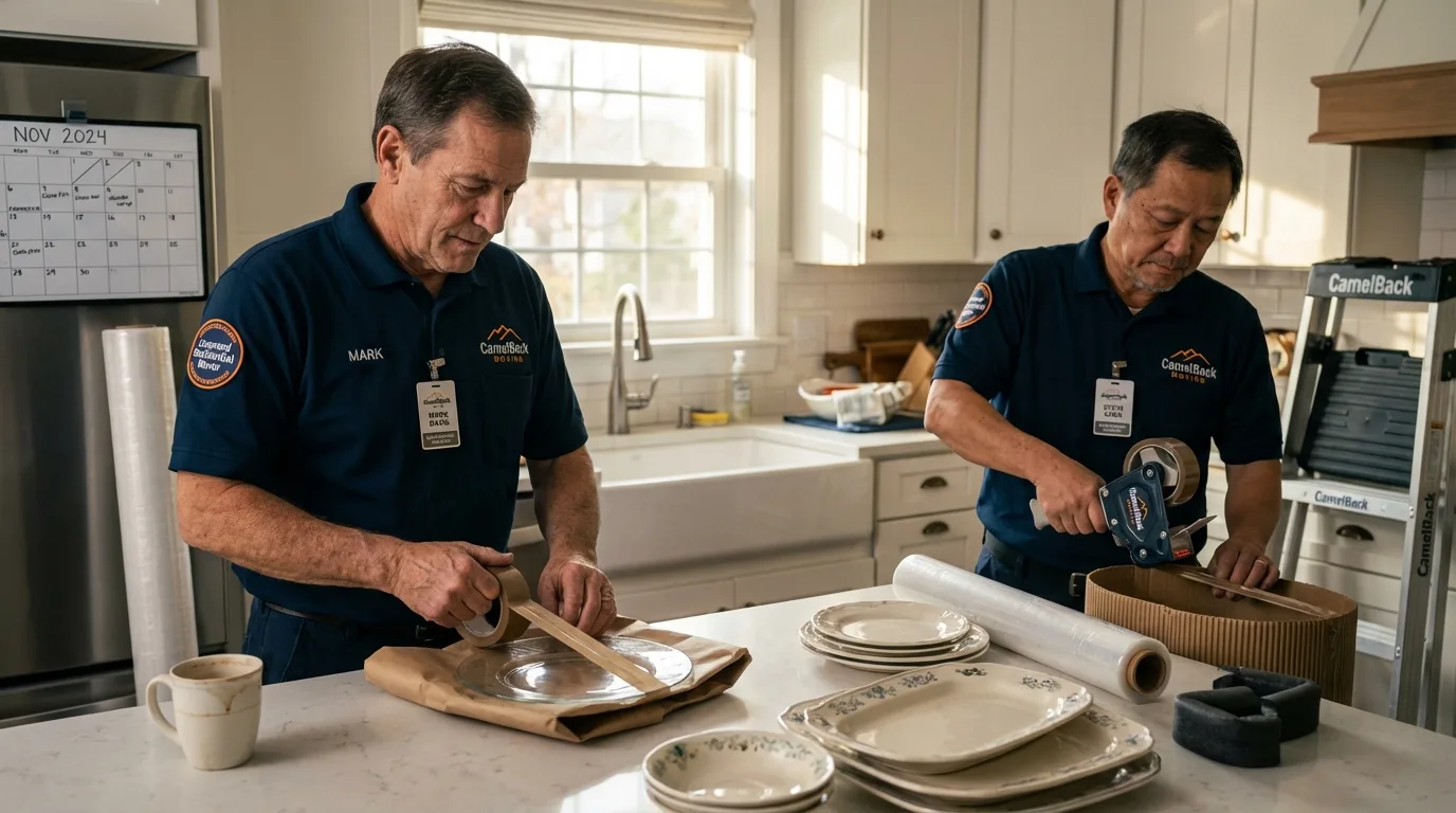 Professional crew packing kitchen dishware in Miramar Beach, FL